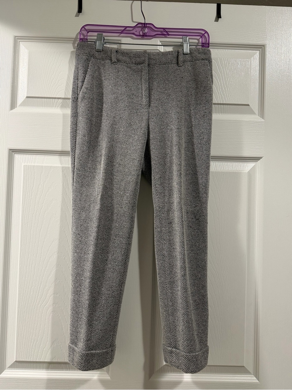 White House Black Market Gray Herringbone Trousers